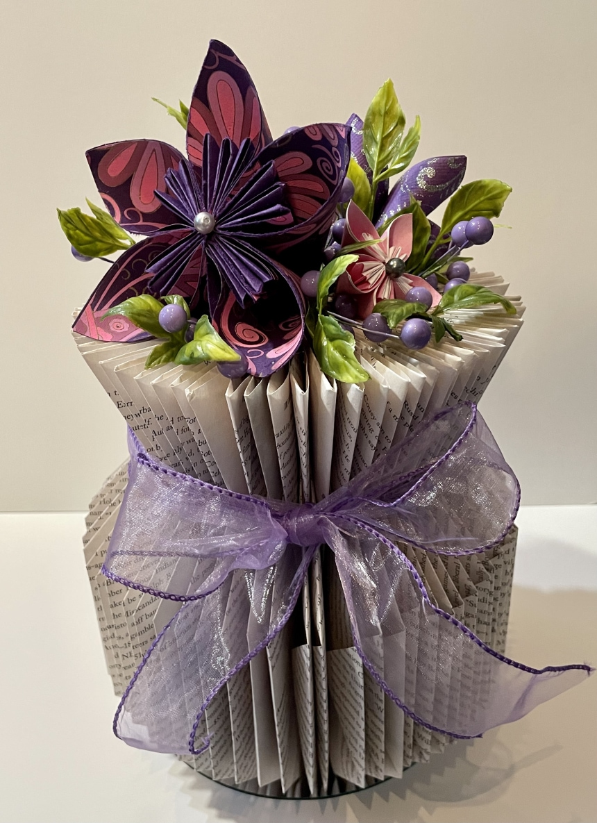 Folded Book Art Creating a Beautiful Flower Vase
