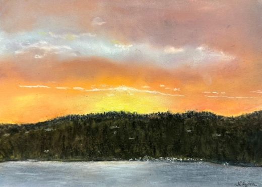 Painting a Simple Sunset in Soft Pastels