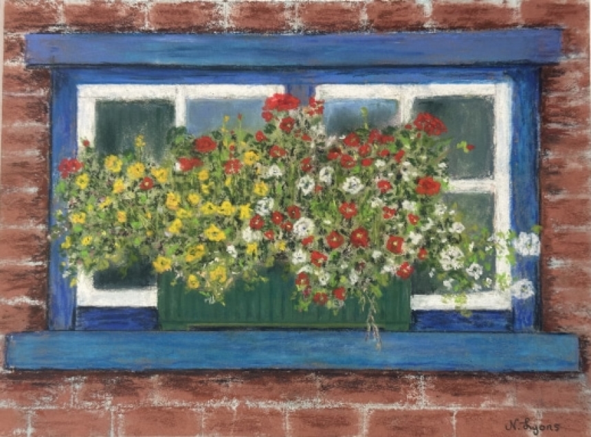Painting a Floral Window Box in Soft Pastels